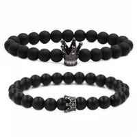 Crown Hip-Hop Vintage Style Black Matte Stone Bracelets Wholesale sku image 8