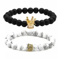 Crown Hip-Hop Vintage Style Black Matte Stone Bracelets Wholesale sku image 9