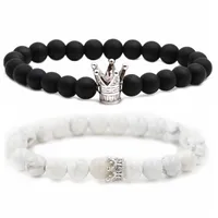 Crown Hip-Hop Vintage Style Black Matte Stone Bracelets Wholesale sku image 10