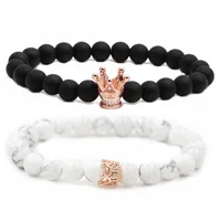 Crown Hip-Hop Vintage Style Black Matte Stone Bracelets Wholesale sku image 11