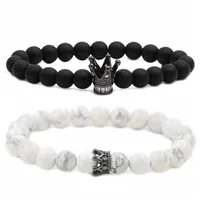 Crown Hip-Hop Vintage Style Black Matte Stone Bracelets Wholesale sku image 12