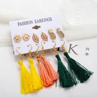 1 Set Tassel Flower Ethnic Style Alloy Rhinestones Plating Earrings main image 2