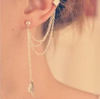 Hot Selling Metal Leaf Tassel Earring Ear Clip Wholesale main image 2