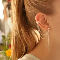 Hot Selling Metal Leaf Tassel Earring Ear Clip Wholesale main image 3