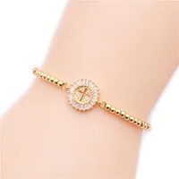 Simple Copper Micro-inlaid White Zirconium Cross Bracelet main image 1