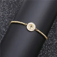 Simple Copper Micro-inlaid White Zirconium Cross Bracelet main image 2