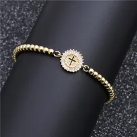 Simple Copper Micro-inlaid White Zirconium Cross Bracelet main image 3