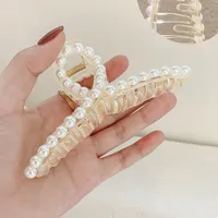 Korean Hair Clip Large Hair Clip Pearl Catch Clip Headdress Shark Hair Catch sku image 1