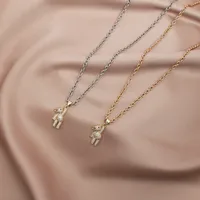 Bear Simple Style Zircon K Gold Plated 304 Stainless Steel Necklace Wholesale main image 1