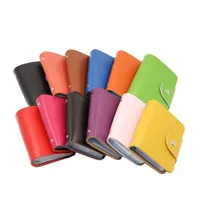 Unisexe Café Orange Rose Rouge Couleur Unie Cuir Détenteurs De La Carte main image 1