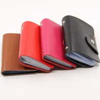 Unisexe Café Orange Rose Rouge Couleur Unie Cuir Détenteurs De La Carte main image 5