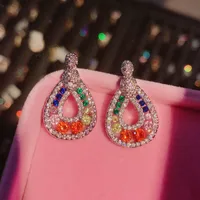 Water Droplets Simple Style Copper Artificial Gemstones Earrings Ear Studs main image 4