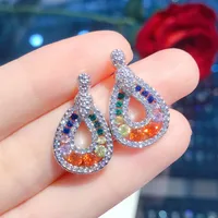 Water Droplets Simple Style Copper Artificial Gemstones Earrings Ear Studs main image 5