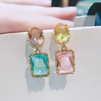 Geometric Copper Artificial Gemstones Earrings Ear Studs main image 3