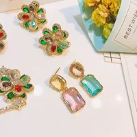 Geometric Copper Artificial Gemstones Earrings Ear Studs main image 5