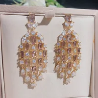 Les Gouttelettes D'Eau Le Cuivre Pierres Précieuses Artificielles Des Boucles D'Oreilles main image 2