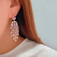 Les Gouttelettes D'Eau Le Cuivre Pierres Précieuses Artificielles Des Boucles D'Oreilles main image 5
