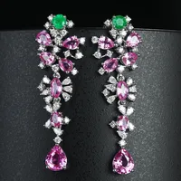 Flower Fashion Copper Artificial Gemstones Earrings Ear Studs main image 1