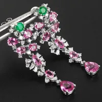 Flower Fashion Copper Artificial Gemstones Earrings Ear Studs main image 3