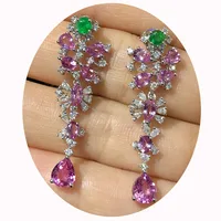Flower Fashion Copper Artificial Gemstones Earrings Ear Studs main image 4