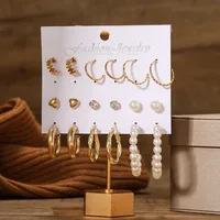 Geométrico Pastoral Metal Pendientes main image 4