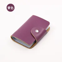 Unisex Coffee Orange Rose Red Solid Color Leather Card Holders sku image 1