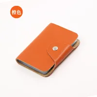 Unisex Coffee Orange Rose Red Solid Color Leather Card Holders sku image 6