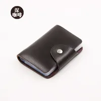 Unisex Coffee Orange Rose Red Solid Color Leather Card Holders sku image 3