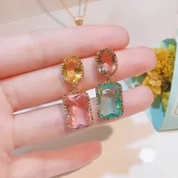 Geometric Copper Artificial Gemstones Earrings Ear Studs sku image 1