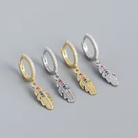 Feather Fashion 925 Sterling Silver Gem Plating Earrings main image 4