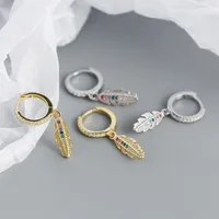Feather Fashion 925 Sterling Silver Gem Plating Earrings main image 3