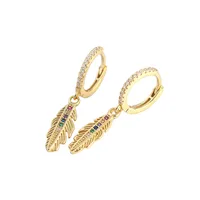 Feather Fashion 925 Sterling Silver Gem Plating Earrings main image 2