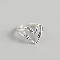 Rétro Style Vintage Sucré Argent Sterling 925 Cœur Pas D'Incrustation Femmes Anneaux main image 1
