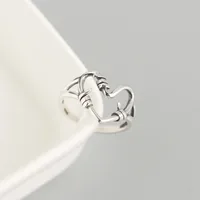 Rétro Style Vintage Sucré Argent Sterling 925 Cœur Pas D'Incrustation Femmes Anneaux main image 3