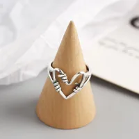 Rétro Style Vintage Sucré Argent Sterling 925 Cœur Pas D'Incrustation Femmes Anneaux main image 4
