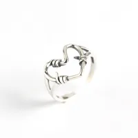 Retro Estilo Vintage Dulce Plata De Ley 925 Corazón Sin Incrustaciones Mujeres Anillos main image 5