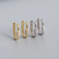 Géométrique Mode Argent Sterling 925 Gemme Placage Des Boucles D'Oreilles main image 4