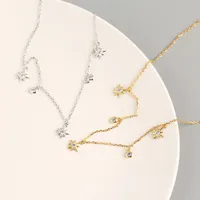 Yhn062 S925 En Argent Sterling Géométrique Étoile Design Sens Collier Clavicule Chaîne main image 4