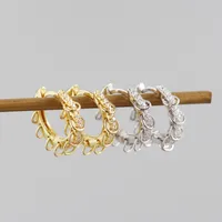 Géométrique Mode Argent Sterling 925 Gemme Placage Des Boucles D'Oreilles Boucles D'Oreilles main image 2