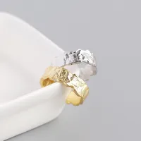 Mode Argent Sterling 925 Irrégulier Placage Pas D'Incrustation Unisexe Anneaux main image 2