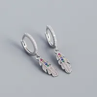 Feather Fashion 925 Sterling Silver Gem Plating Earrings sku image 1
