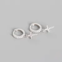 Cross Fashion 925 Sterling Silver Gem Diamond Earrings sku image 1