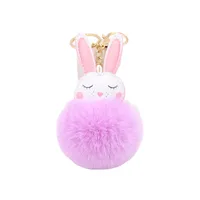 New Product Little White Rabbit Plush Ball Cute Car Key Ring Pendant Wallet Accessory Buckle main image 5