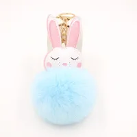 New Product Little White Rabbit Plush Ball Cute Car Key Ring Pendant Wallet Accessory Buckle sku image 10