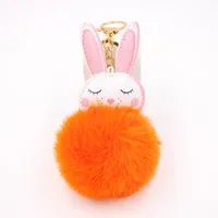 New Product Little White Rabbit Plush Ball Cute Car Key Ring Pendant Wallet Accessory Buckle sku image 5