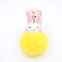 New Product Little White Rabbit Plush Ball Cute Car Key Ring Pendant Wallet Accessory Buckle sku image 9