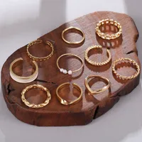 New Creative Simple Jewelry Pearl Drop Oil Ring 10-piece Set main image 2