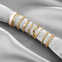 New Creative Simple Jewelry Pearl Drop Oil Ring 10-piece Set main image 4