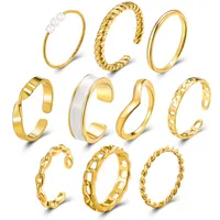 New Creative Simple Jewelry Pearl Drop Oil Ring 10-piece Set main image 5