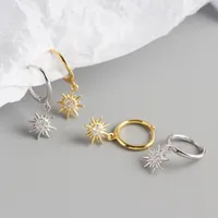 Géométrique Mode Argent Sterling 925 Gemme Placage Des Boucles D'Oreilles main image 3